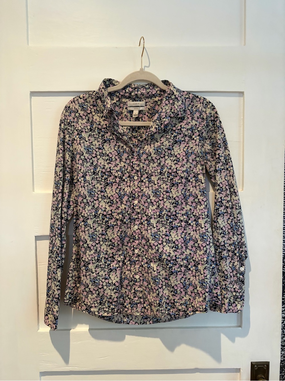 J. Crew Lavender and Navy Floral Button-Down Shirt